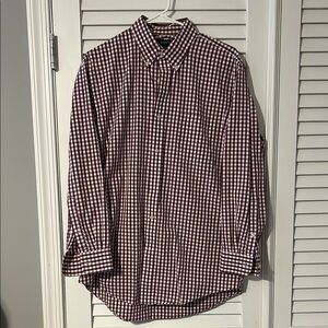 Lands’ End Men’s Maroon Long Sleeve Dress Button Up Shirt 15.5x32